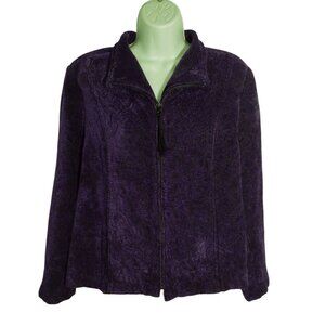 Dressbarn Full Zip Damask Tapestry Jacket XL Purple Whimsigoth Tassel Pockets